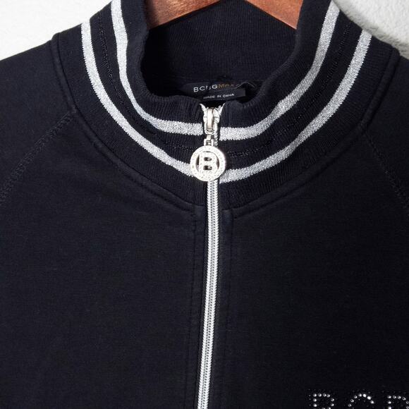 BCBGMaxAzria Women’s Zip Up Jacket Y2K Bling Streetwear Rhinestone Logo Size XL - Picture 3 of 13